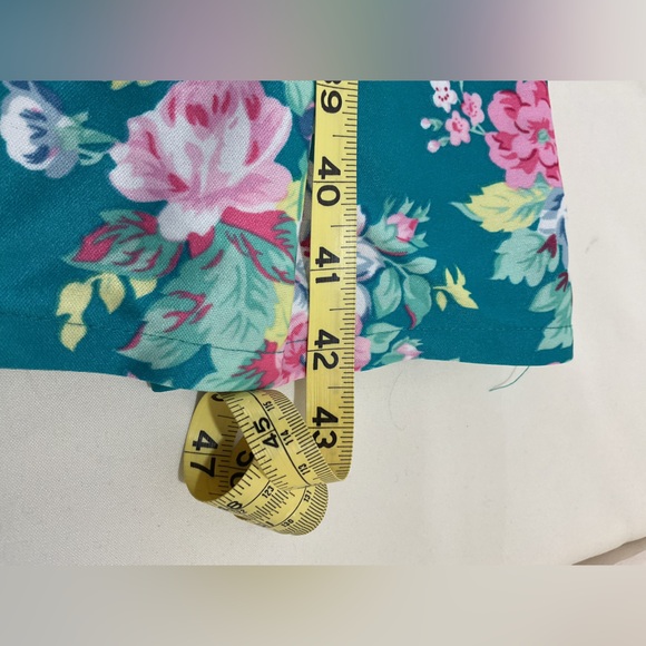 Floral Midi Dress Mumu in Teal with Pink Accents size 3X Casual Grandma Comfy - Picture 7 of 7